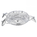 Rechaud Giratório Com 6 Compartimentos Aço Inox e Vidro 52cm