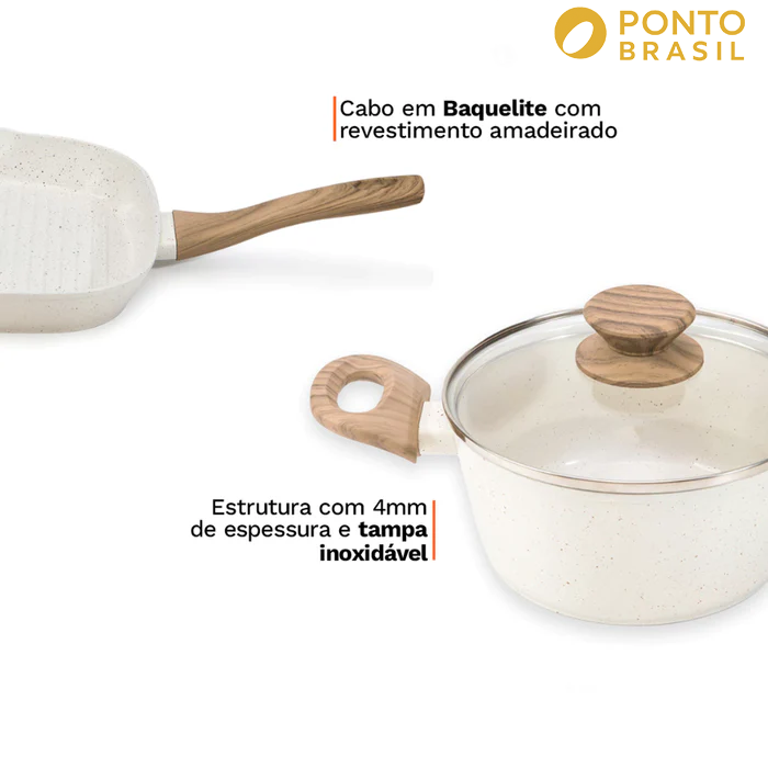 Kit Cozinha dos Sonhos: 9 Panelas Ceramica + 13 Utensílios de Brinde