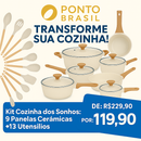 Kit Cozinha dos Sonhos: 9 Panelas Ceramica + 13 Utensílios de Brinde